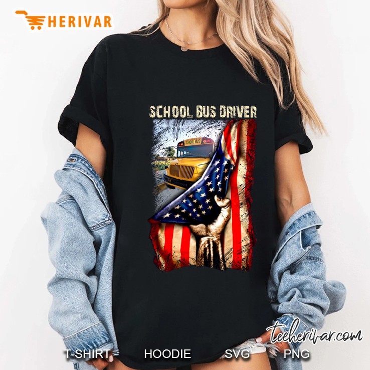 School Bus Driver American Flag Version Ladies Tee