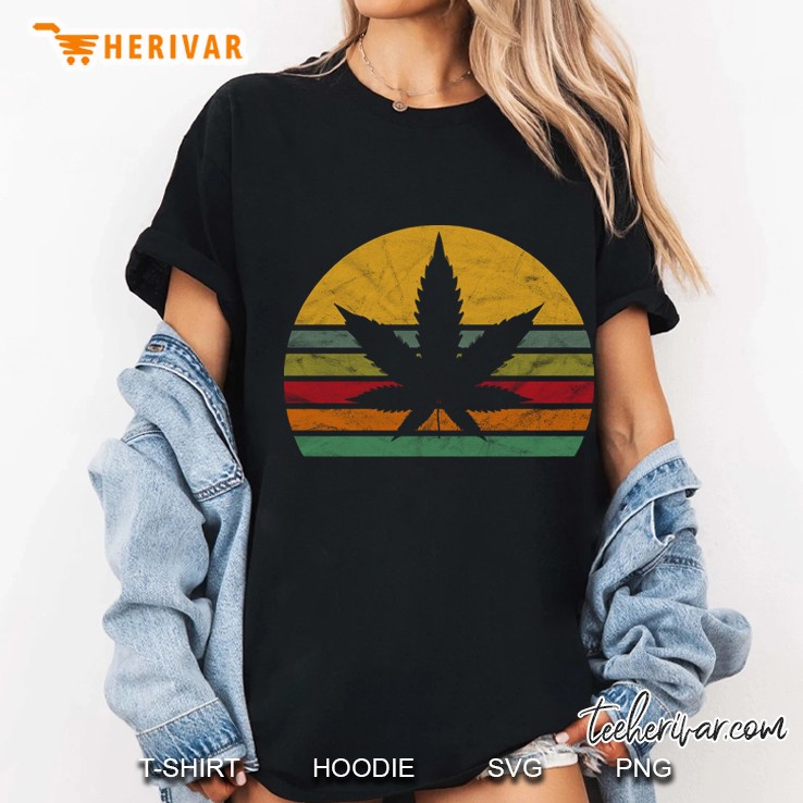 retro weed marijuana vintage sun distressed cannabis Ladies Tee