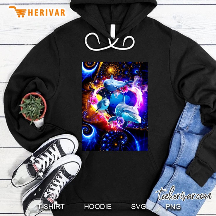 Dolphins In Space Floral Version Hoodie
