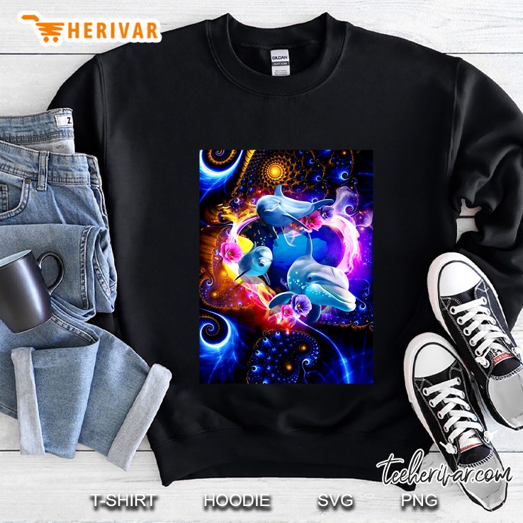 Dolphins In Space Floral Version Sweatshirt