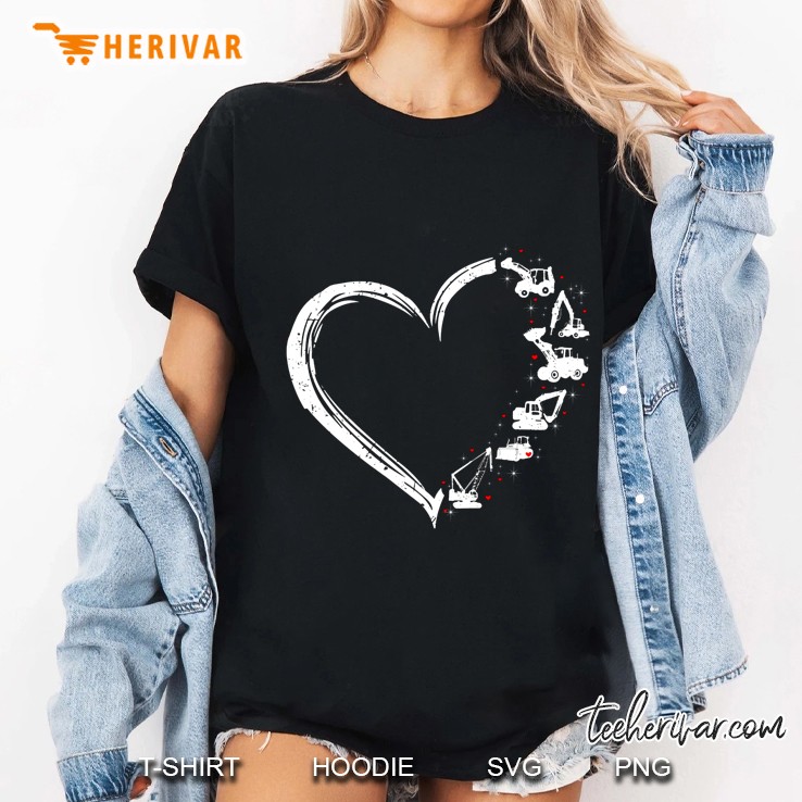 Construction Vehicle Heart Ladies Tee