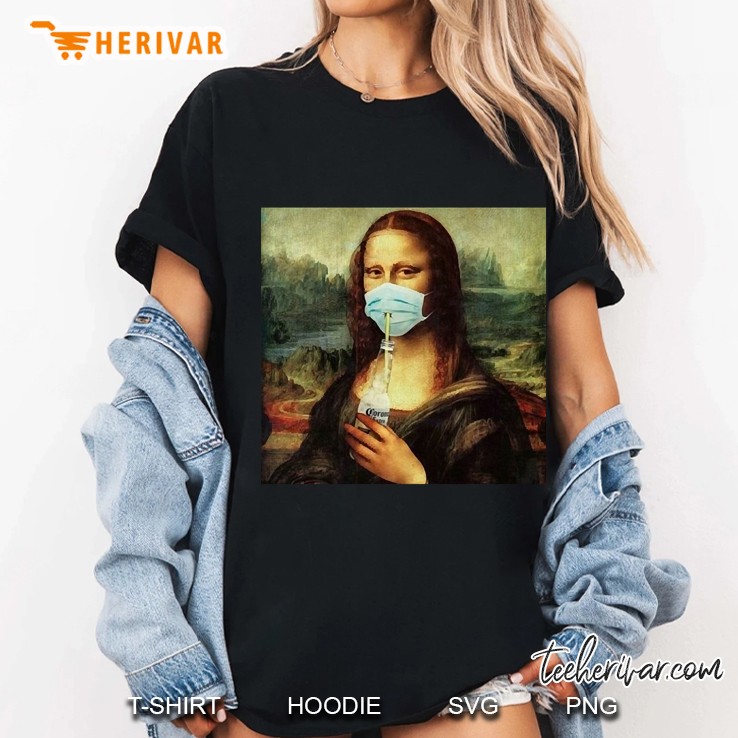 monalisa memes wearing mask and drinking beer Ladies Tee