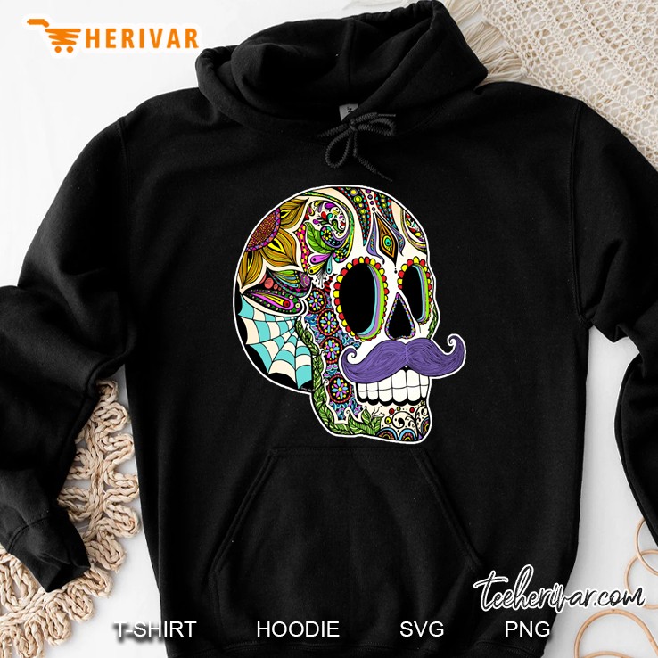 mustache sugar skull Hoodie