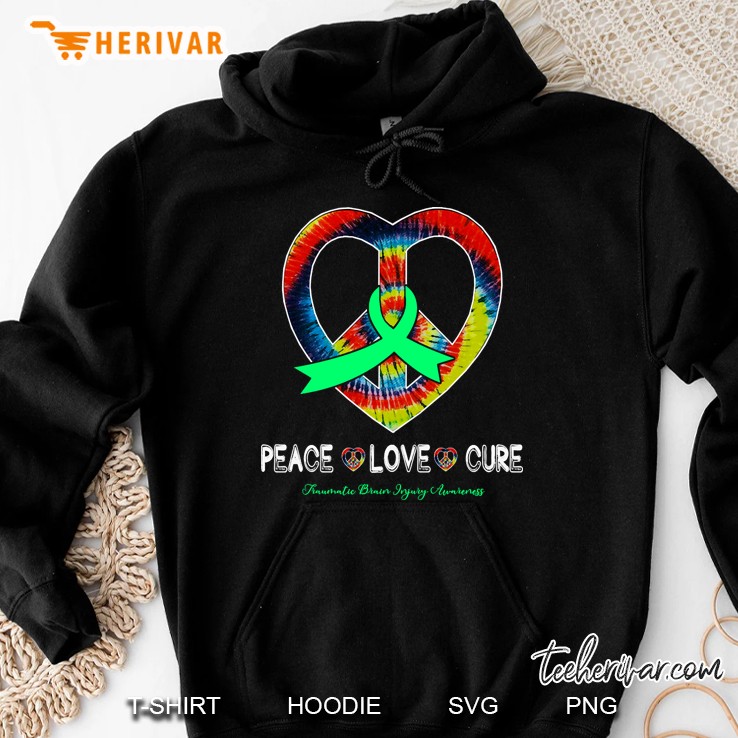 peace love cure traumatic brain injury awareness ribbon gift Hoodie
