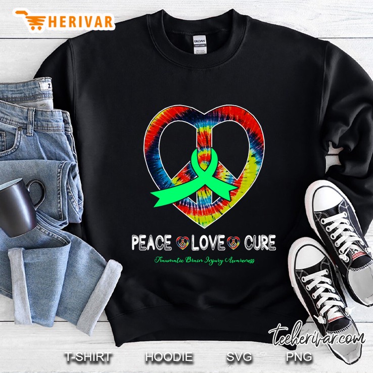 peace love cure traumatic brain injury awareness ribbon gift Sweatshirt