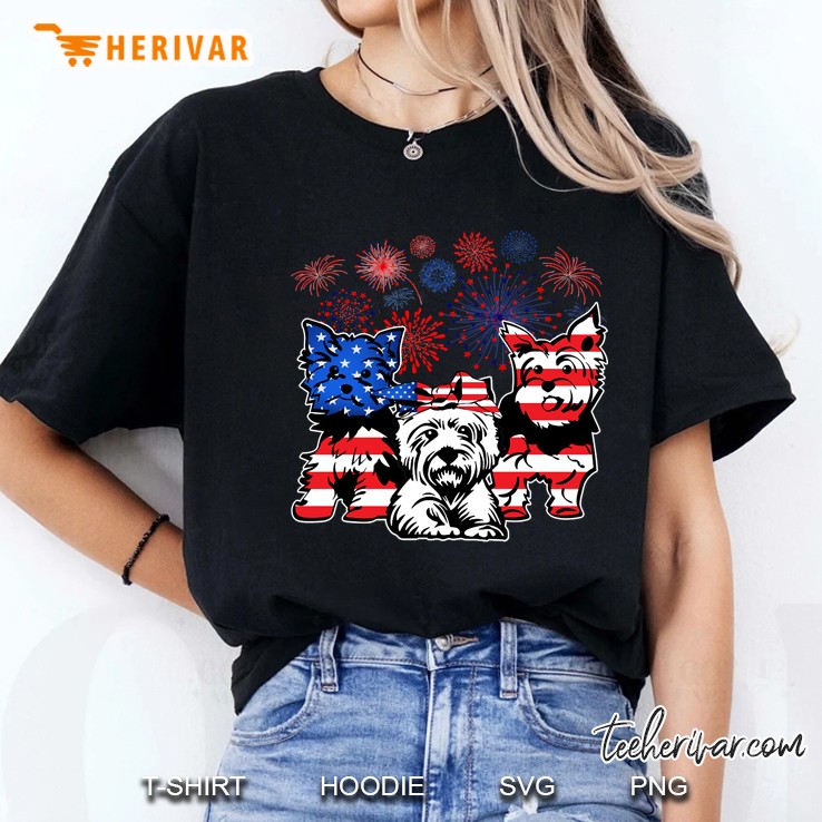 yorkshire terrier flag american 4th of july Ladies Tee