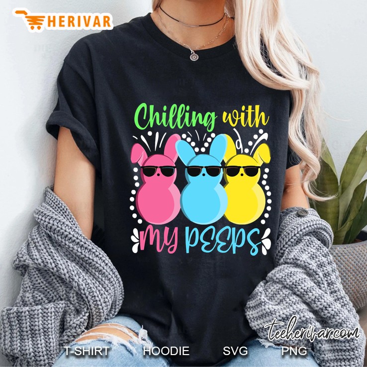 chillin with my peeps shirt funny easter bunny girl boy peep Ladies Tee