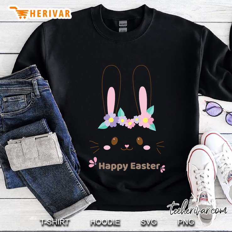easter shirts for women and girls easter cute bunny face Sweatshirt
