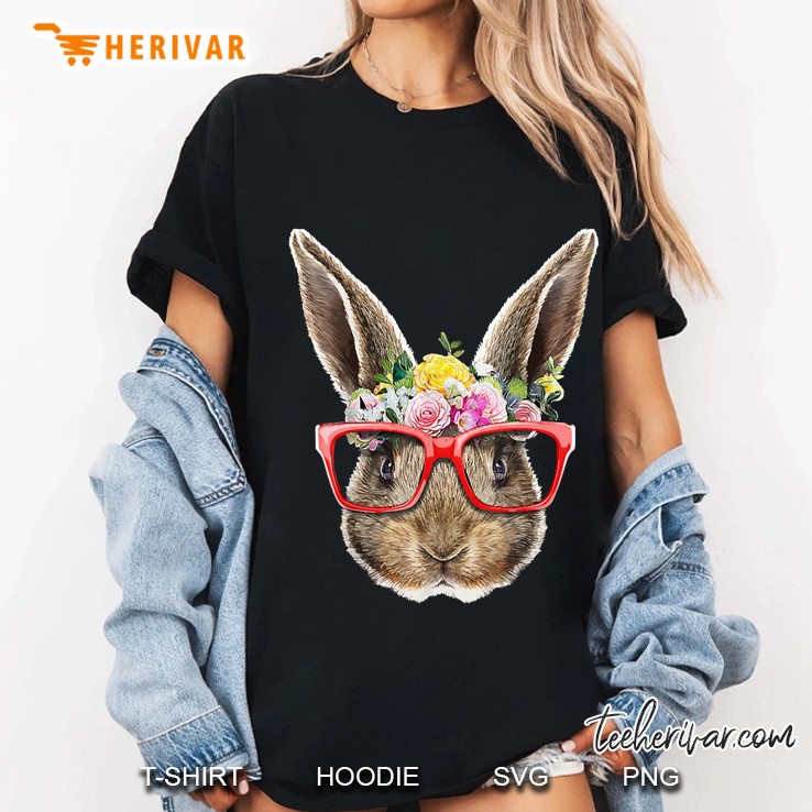 floral easter bunny costume face easter day rabbit ear gift Ladies Tee
