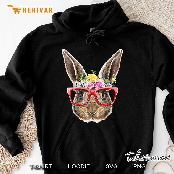floral easter bunny costume face easter day rabbit ear gift Hoodie