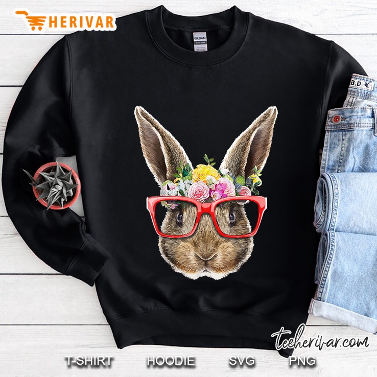 floral easter bunny costume face easter day rabbit ear gift Sweatshirt