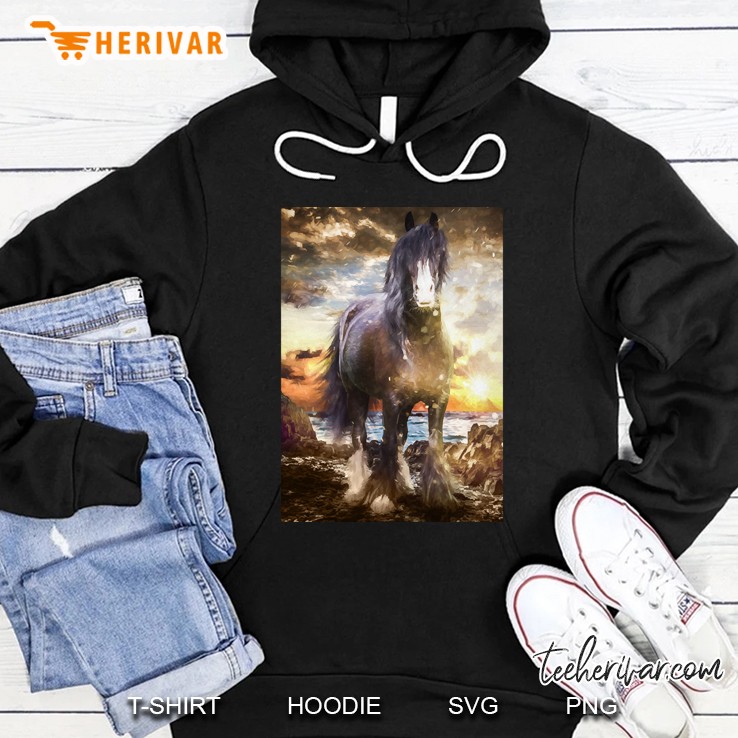 horse lover gift horse in beach posters and art prints Hoodie