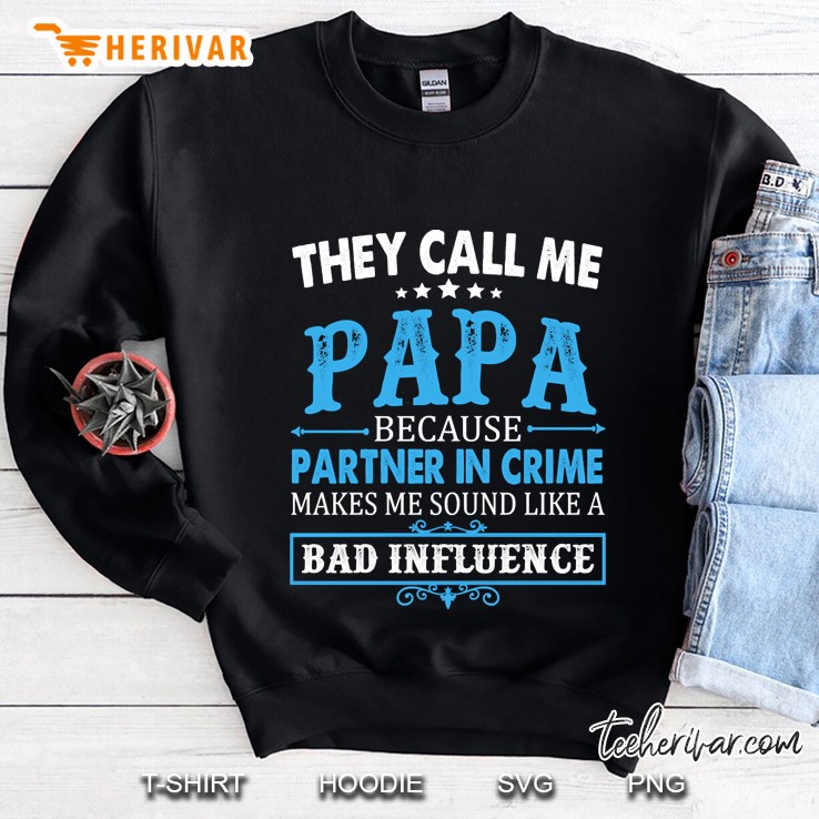 funny grandpa gifts shirts, papa partner in crime Sweatshirt