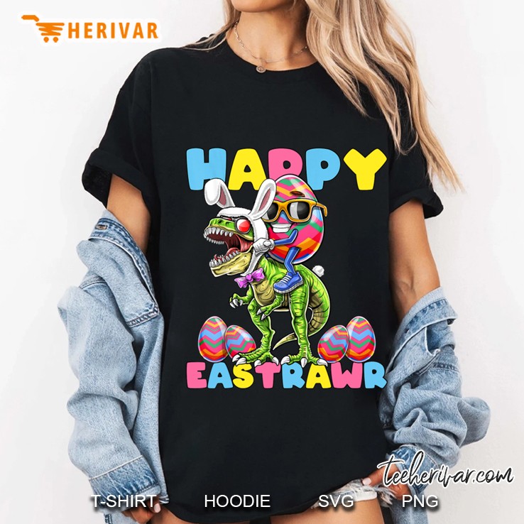 happy easter bunny dinosaur egg rabbit ears Ladies Tee