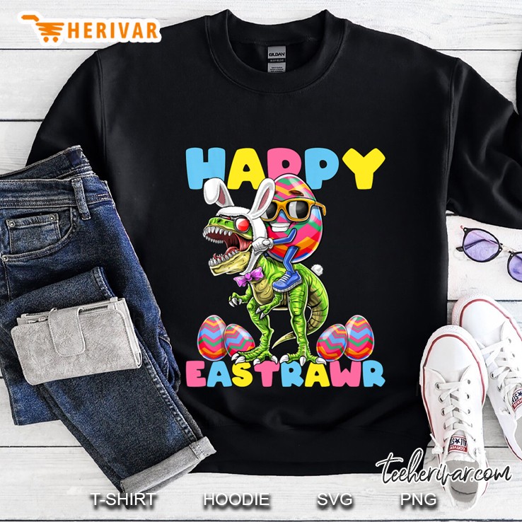 happy easter bunny dinosaur egg rabbit ears Sweatshirt