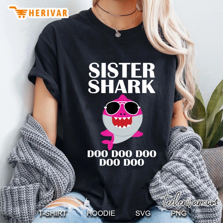 sister shark shirt doo doo doo matching family pajamas (1)-us Ladies Tee