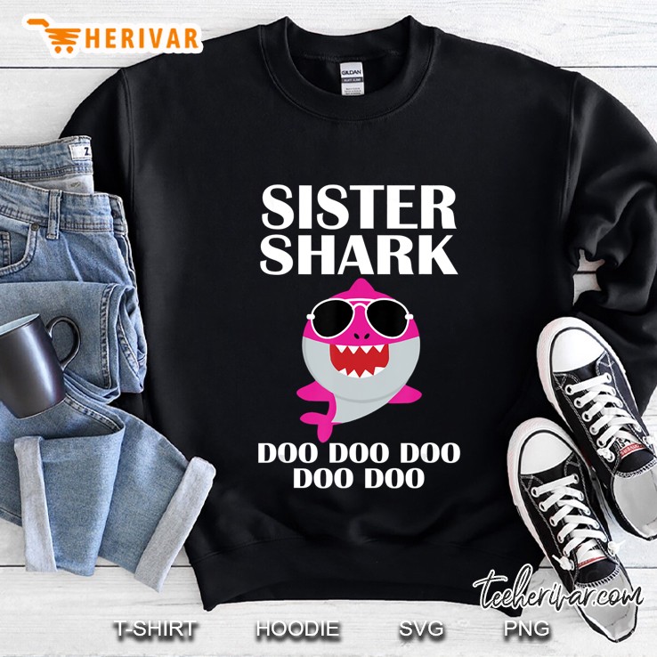 sister shark shirt doo doo doo matching family pajamas (1)-us Sweatshirt