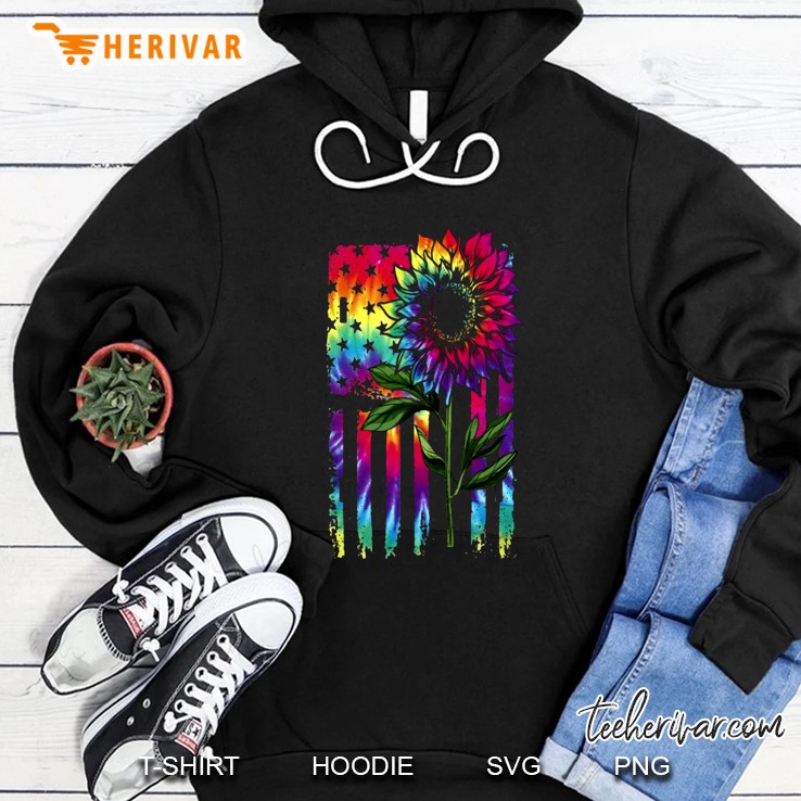 Sunflower And American Flag Tie Dye Version Hoodie