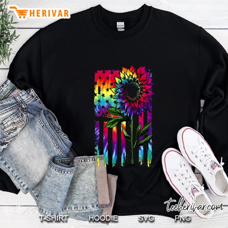 Sunflower And American Flag Tie Dye Version Sweatshirt