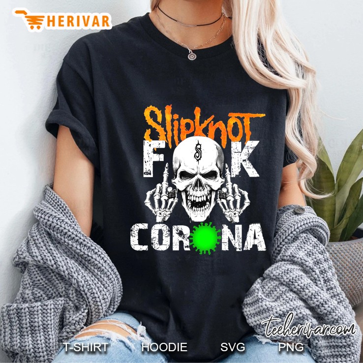 Slipknot Fuck Corona Middle Finger Skull Version Ladies Tee