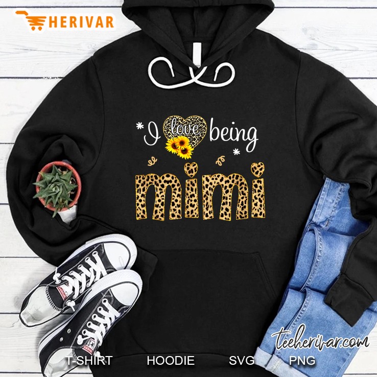 I Love Being Mimi Leopard Heart And Sunflower Version Hoodie