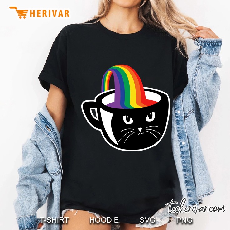 rainbow. cat. coffe, coffee cup. funny cats v1 Hoodie