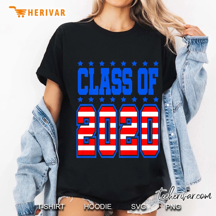 class of 2020 american flag high school graduation college Ladies Tee