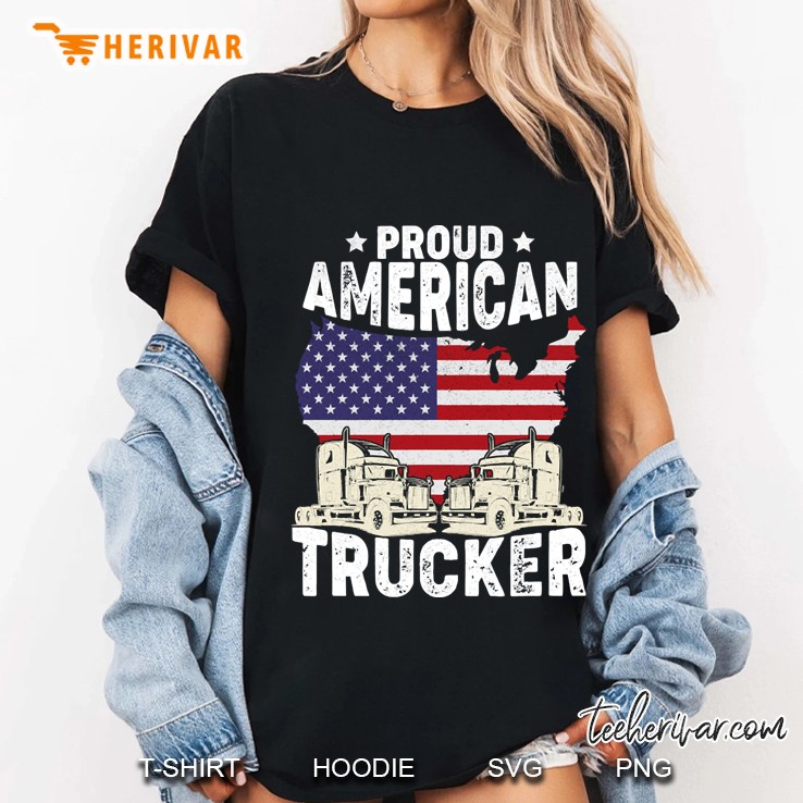 proud american flag trucker Ladies Tee