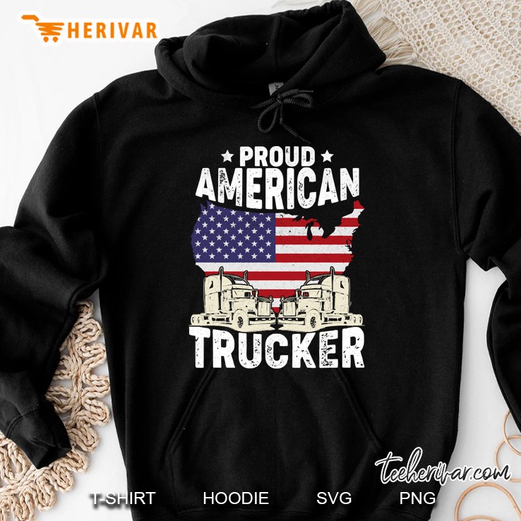 proud american flag trucker Hoodie
