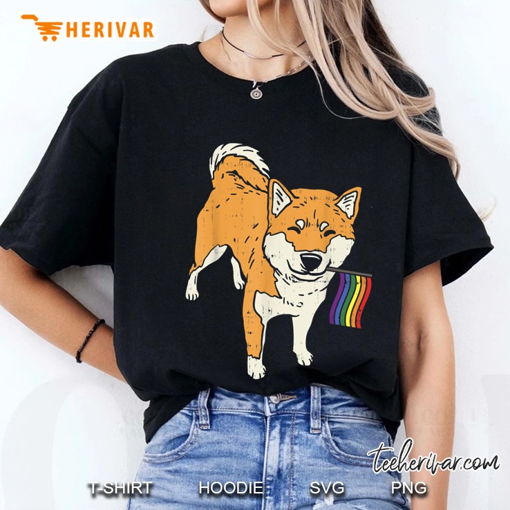 shiba inu rainbow flag cute support Ladies Tee
