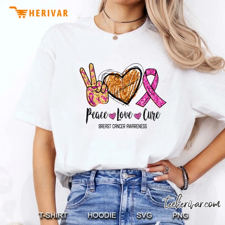 peace love cure breast cancer awareness funny gift Ladies Tee