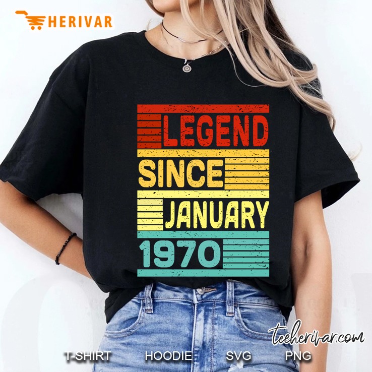 50th birthday gift gold vintage 1970 legend since january 1970 slim fit Ladies Tee