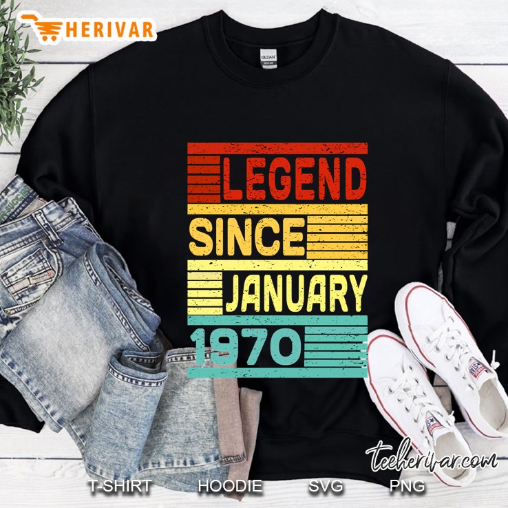 50th birthday gift gold vintage 1970 legend since january 1970 slim fit Sweatshirt