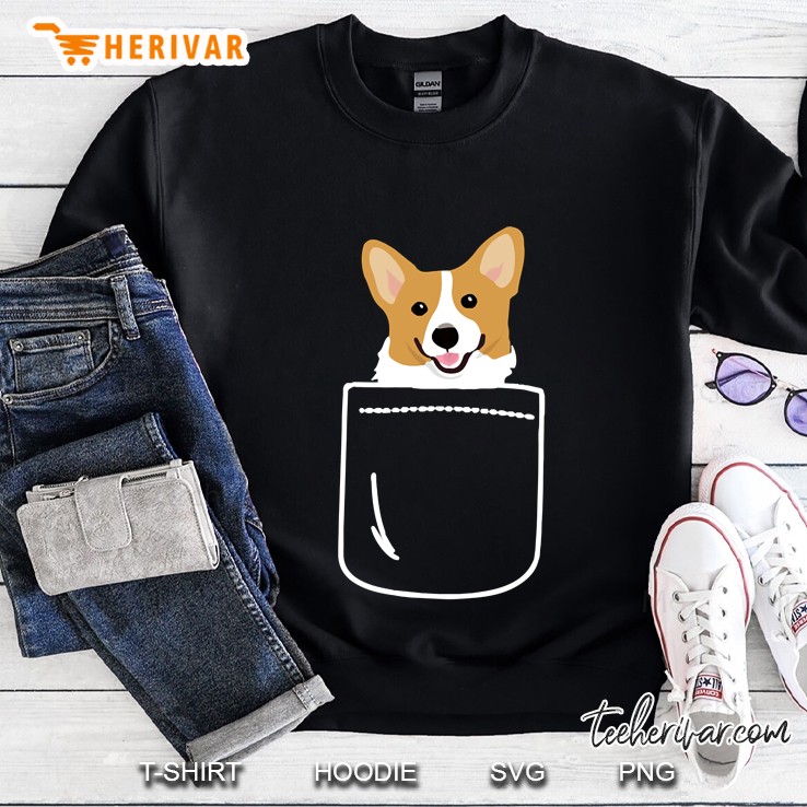 corgi in pocket funny cute puppy big happy smile classic Sweatshirt