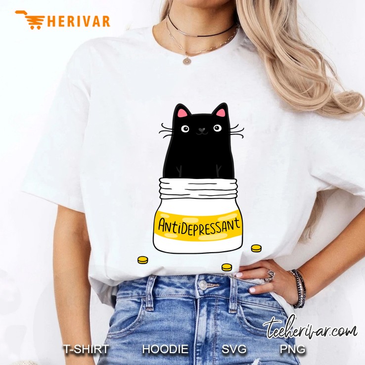 fur antidepressant . cute black cat illustration. a gift for a pet lover. classic Ladies Tee