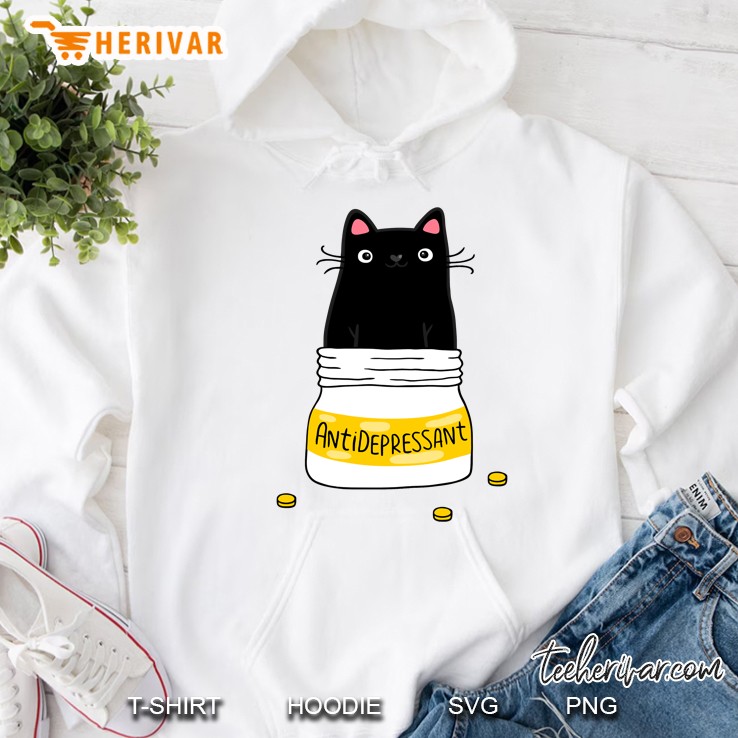fur antidepressant . cute black cat illustration. a gift for a pet lover. classic Hoodie
