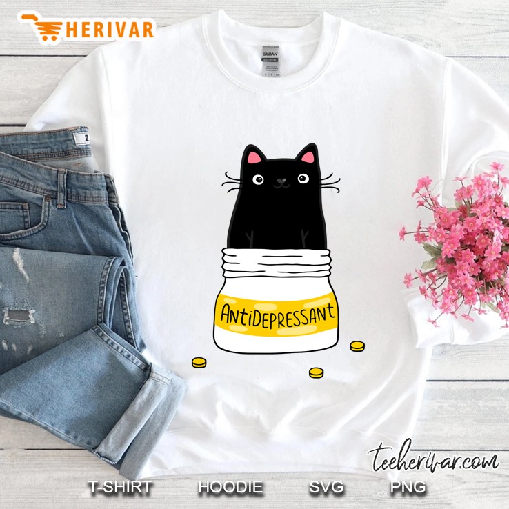 fur antidepressant . cute black cat illustration. a gift for a pet lover. classic Sweatshirt