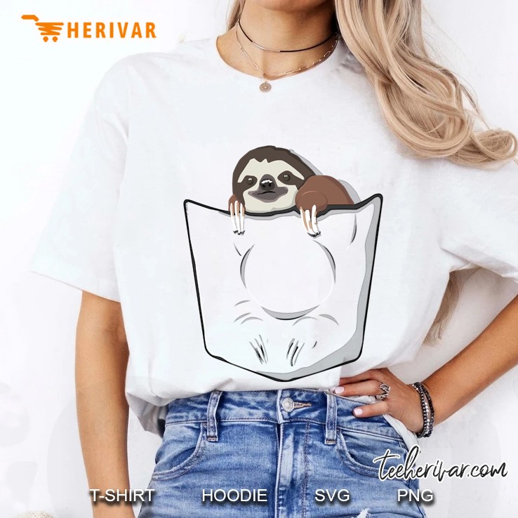 sloth in a pocket slim fit Ladies Tee