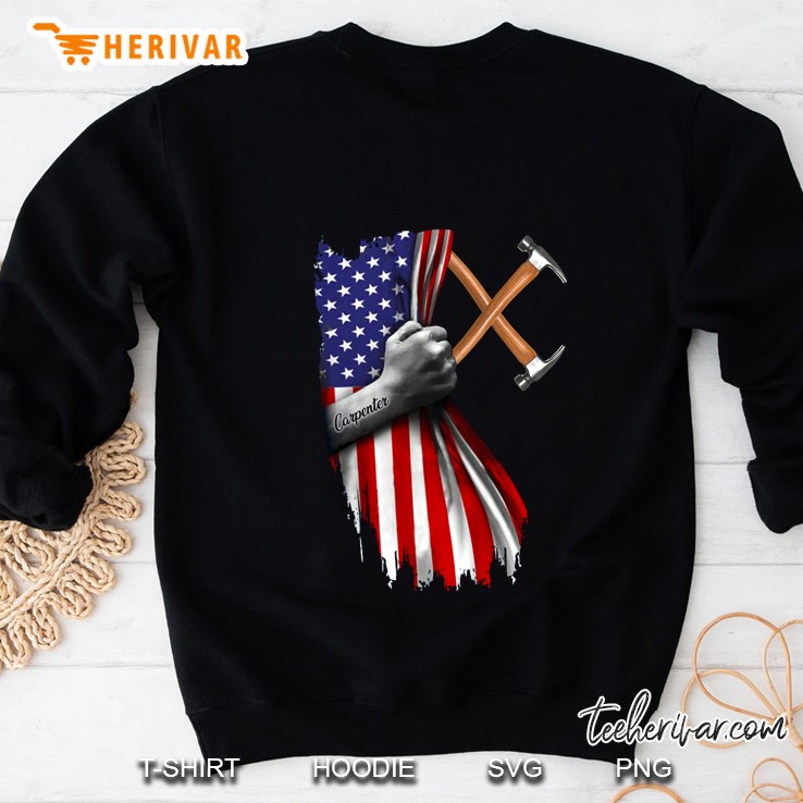 Carpenter Hammers Behind American Flag Version Sweatshirt