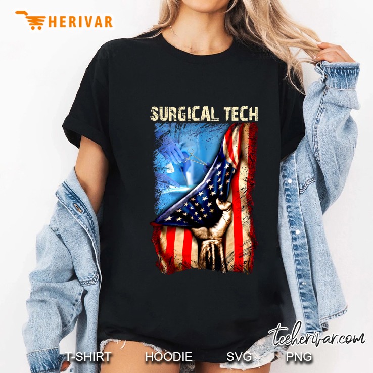 Surgical Tech American Flag Version Ladies Tee
