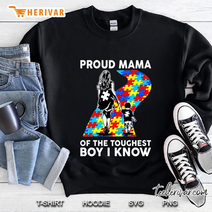 Proud Mama Of The Toughest Boy I Know Puzzle Pieces Version Sweatshirt