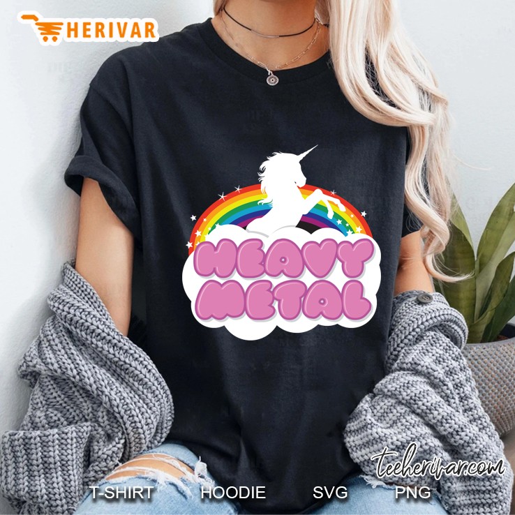 heavy metal unicorn rainbow Ladies Tee