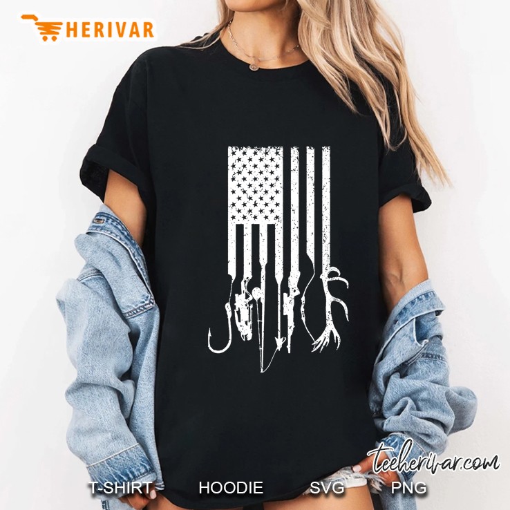 Fisherman Hunter American Flag Version Ladies Tee
