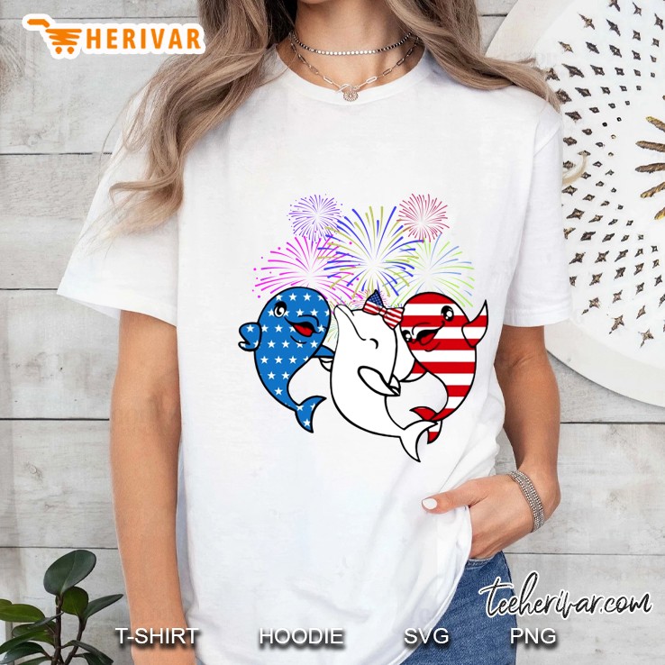 4th July Dolphins Version Ladies Tee