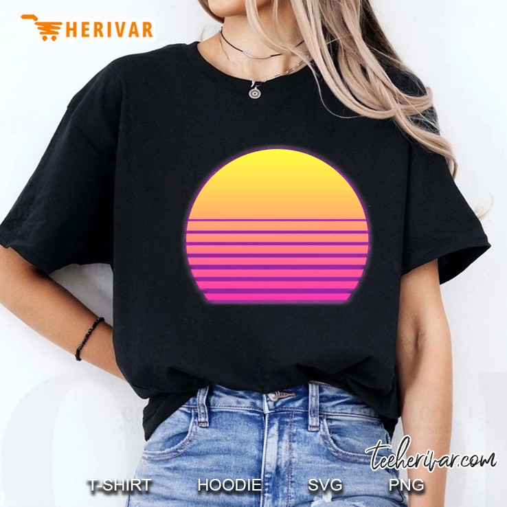 synthwave sun slim fit Ladies Tee