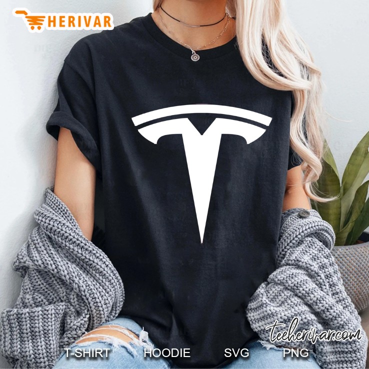 tesla logo whitered Ladies Tee
