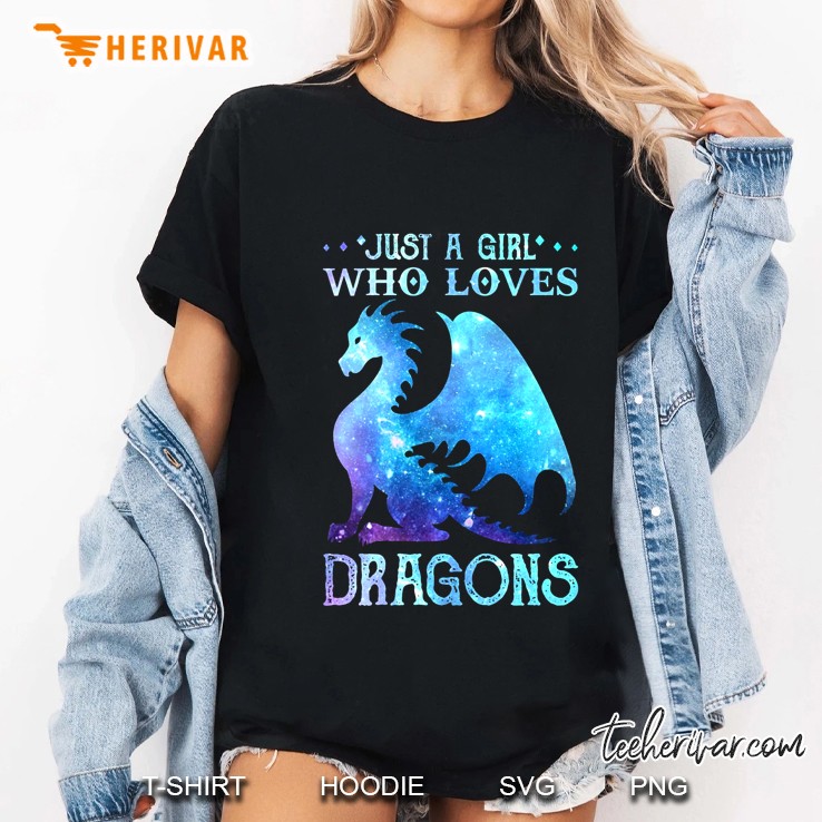 Just A Girl Who Loves Dragons Dragon Silhouette Version Ladies Tee