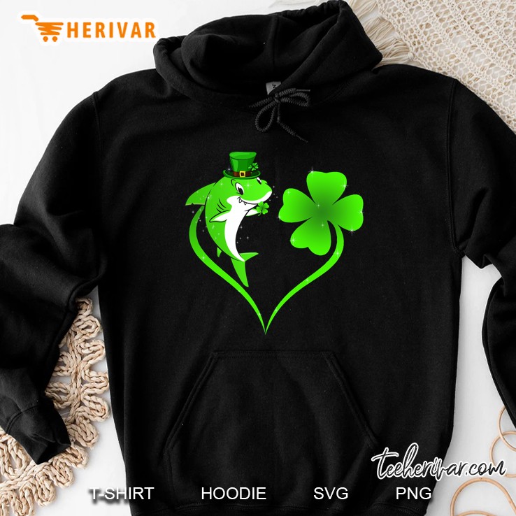 Leprechaun Shark And Four Leaf Clover Heart Hoodie