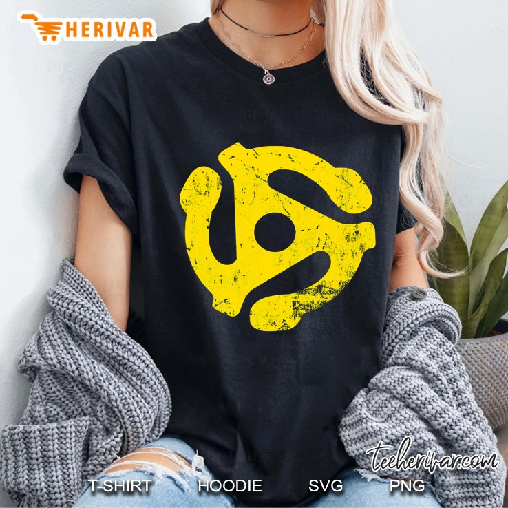45 rpm record adapter tee slim fit Ladies Tee