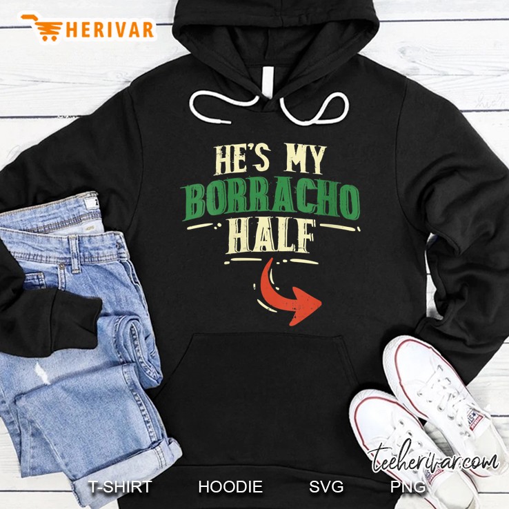 womens hes my borracho half couple matching cinco de mayo mexican vneck tshirt Hoodie
